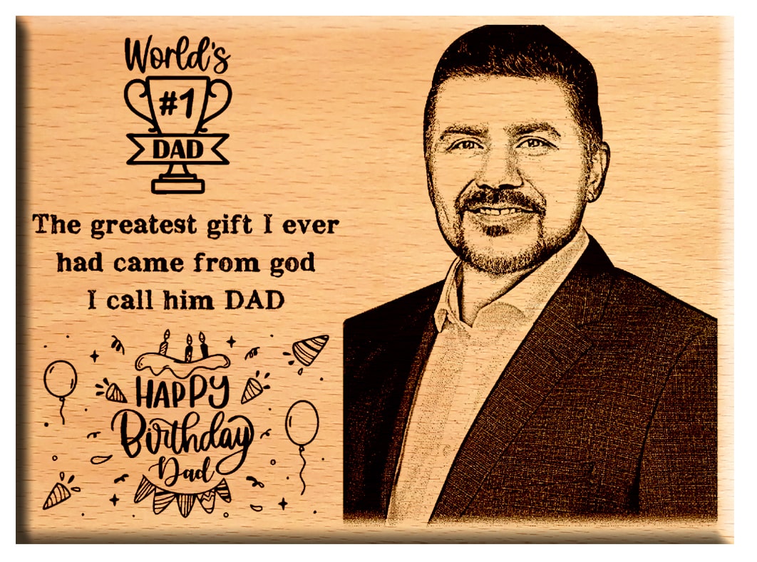 Giftanna Birthday Gift for Dad : Wooden engraved photo plaque 
