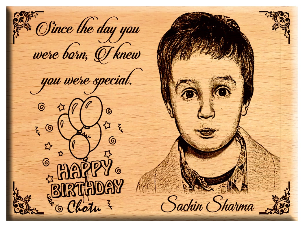 Giftanna Gifts for Kids Birthday : Engraved Wooden Photo Plaques 