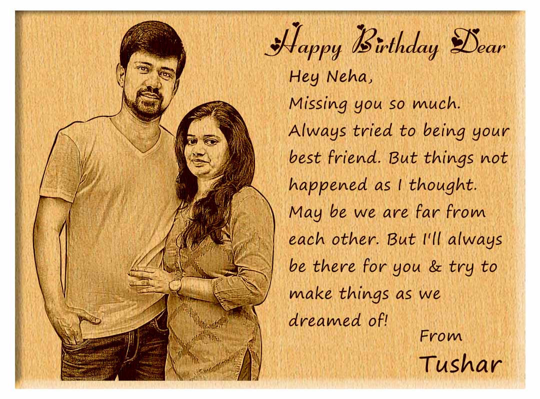 Giftanna Birthday gift for her / him : Wooden Engraved Photo Plaques