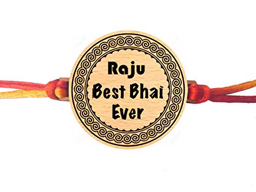 Giftanna Best Bhai Ever Rakhi - Personalised Wooden Name Rakhi with Multicolor Thread 