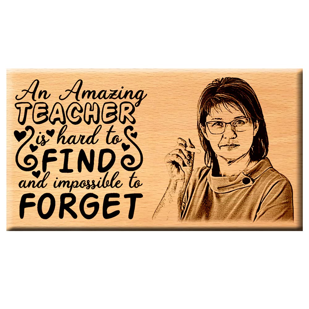 Giftanna Unique Teachers Day Personalized Engraved | Curved Wooden Plaque for Teacher (7X4)