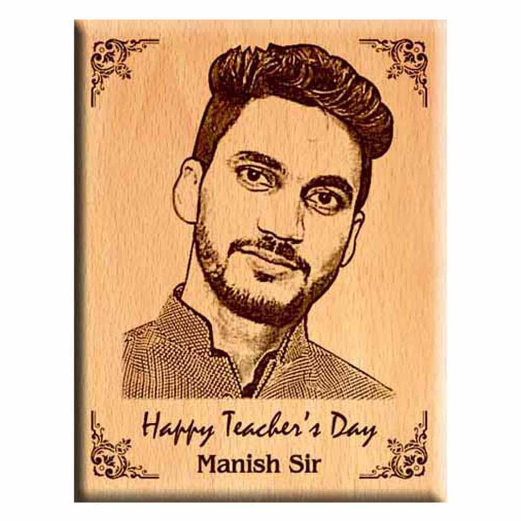 Giftanna Unique Teachers Day Personalized Engraved | Curved Wooden Plaque for Teacher 