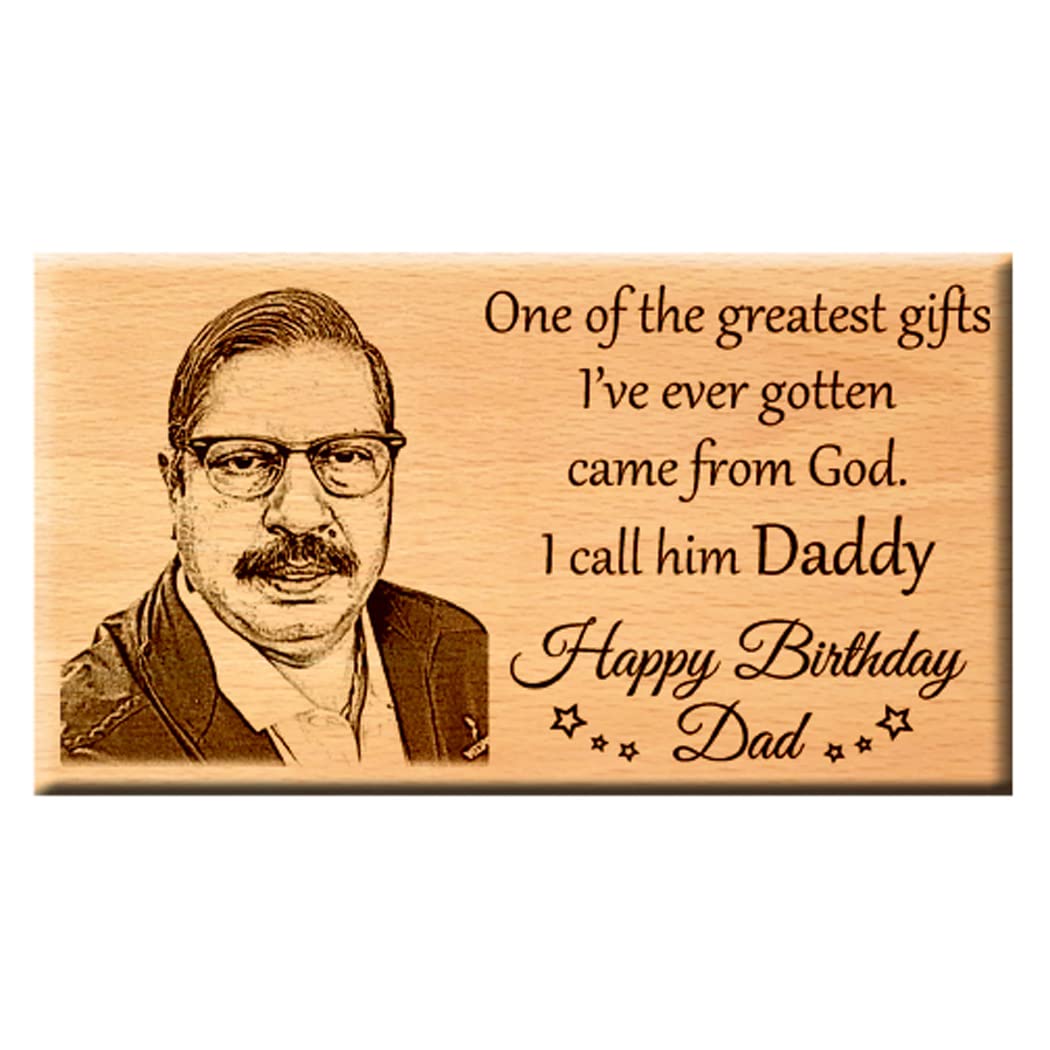 Father Birthday Gift | Daddy Unique Birthday Personalized Gift - Wooden Engraved Photo Plaque 7x4 inches