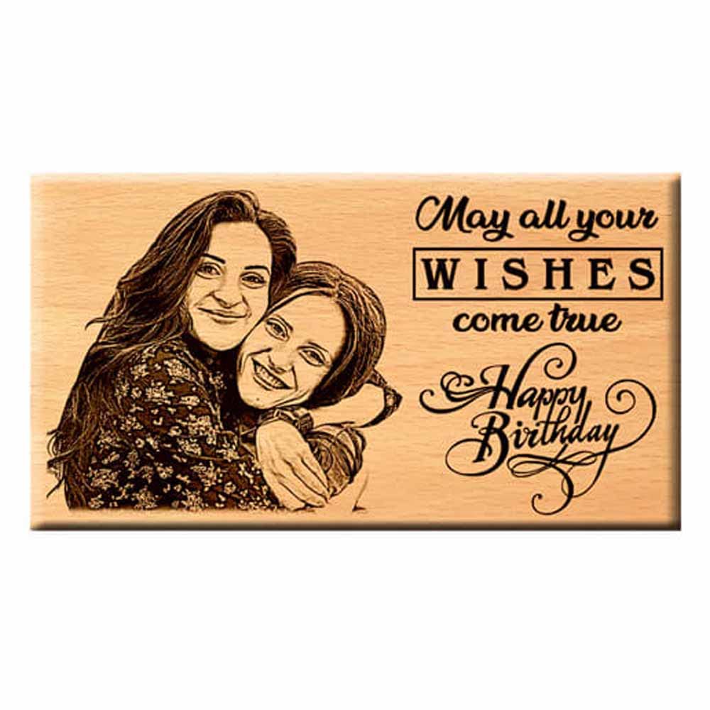 Giftanna Happy Birthday Special Unique Gift - Engraved Wooden Photo Plaque