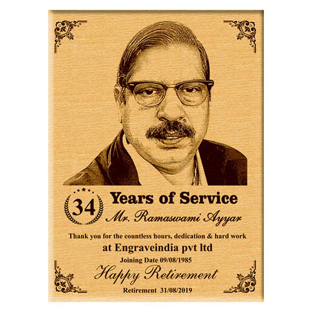 Unique Retirement Gifts For Office / Dad / Father / Friends - Wooden Engraved Photo Plaques 