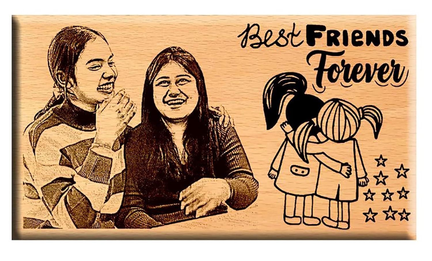 Amazing gift 7x4 wooden Friendship Day frame with heartfelt quotes, rustic wood finish, perfect for celebrating lifelong bonds and memories.