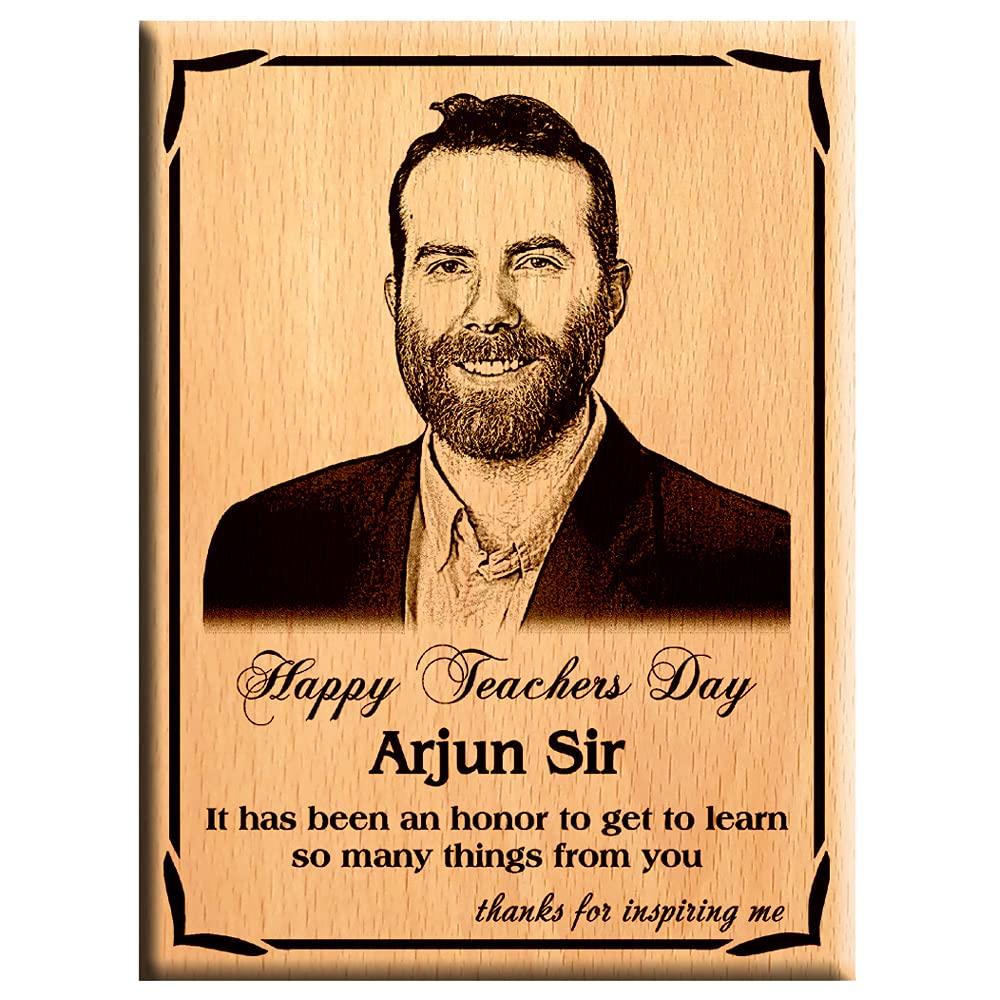 Giftanna Teacher's Day Special Customized/Personalized Wooden Engraved Photo Plaque/Frame