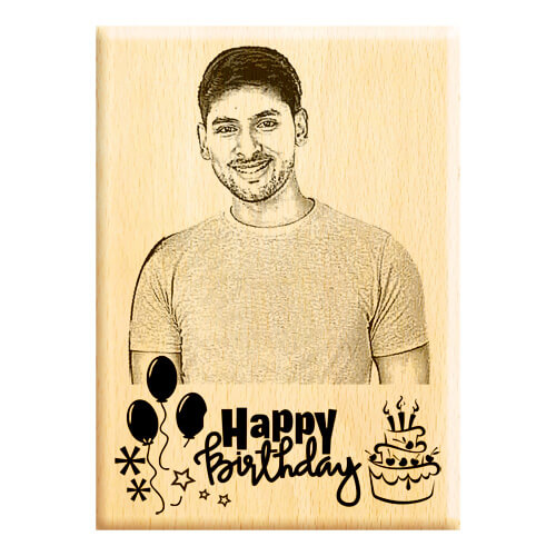 Giftanna Wooden Happy Birthday Unique Engraved Personalized Frame (7x5-inch,)