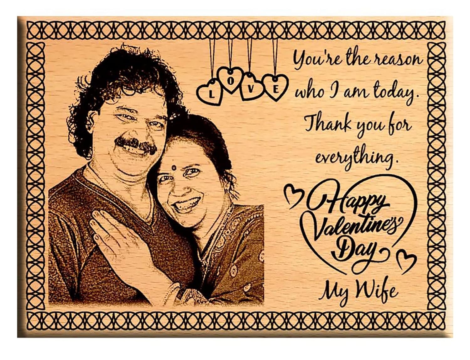 Engraved Photo Plaque for Girlfriend and Boyfriend - Personalized Wooden Photo Frame (9x7) | Unique Valentine gifts for couples