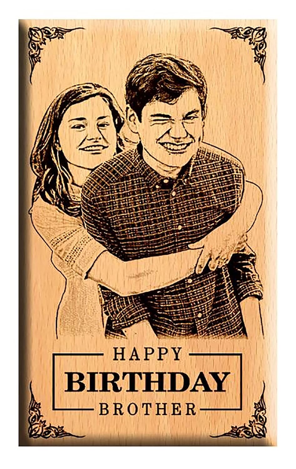 Giftanna Birthday gifts for Brother - Wooden Engraved Photo Plaques 