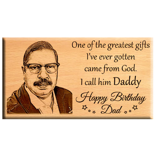 Father Birthday Gift | Daddy Unique Birthday Personalized Gift - Wooden Engraved Photo Plaque 7x4 inches