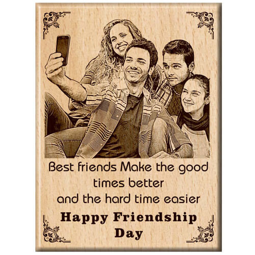 Giftanna Friendship Day| Best Friend| Friend Forever Special Unique Personalize Gift - Wooden Engraved Photo Plaque/Photo Frame (8X6)