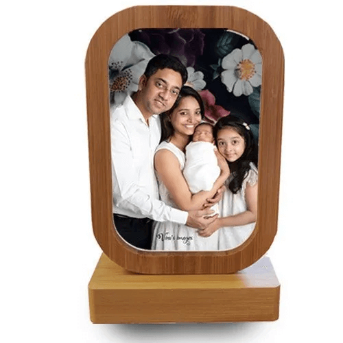 Beautiful personalized Bamboo Wood Frame Photo Print on Metal Sheet